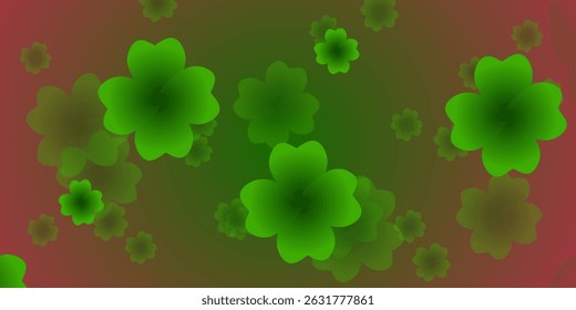 four leaf clovers green gradient background