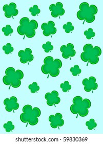 Four Leaf Clovers on a blue background