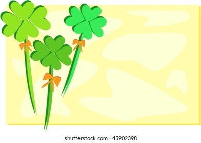 Four Leaf Clovers with Yellow Background Vector