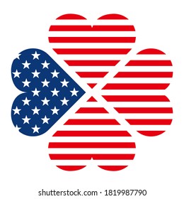 Four leaf clover-shaped American flag  (stars and stripes)