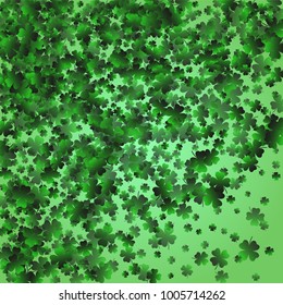 Four leaf cover is a confetti which consist of many isolated elements. Stylish and beautiful four leaf clover. Can be used as poster, border, background, wallpaper, card and etc