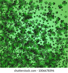 Four leaf cover is a confetti which consist of many isolated elements. Stylish and beautiful four leaf clover. Can be used as poster, border, background, wallpaper, card and etc