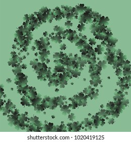 Four leaf cover is a confetti which consist of many isolated elements. Stylish and beautiful four leaf clover. Can be used as poster, border, background, wallpaper, card and etc