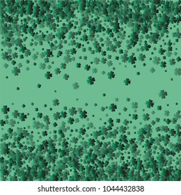 Four leaf cover is a confetti which consist of many isolated elements. Stylish and beautiful four leaf clover. Can be used as poster, border, background, wallpaper, card and etc