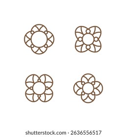 Four leaf geometric elements for your project. Round flower elements for decor. Simple geometric shape.