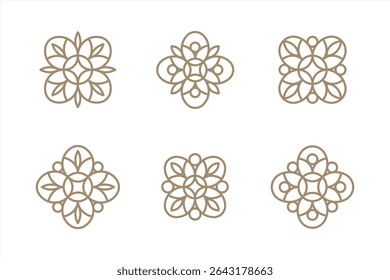 Four leaf geometric elements for your project. Round flower elements for decor.