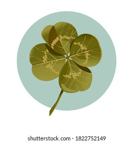 cuatro trébol verde hoja para buena suerte en gráficos vectoriales de fondo azul