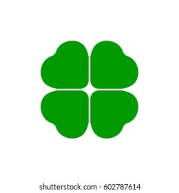 Four leaf green clover icon, St. Patrick Day symbol, vector illustration.