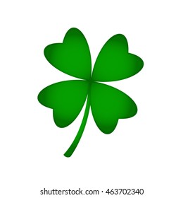 Four leaf green clover on a white background. Saint Patrick symbol