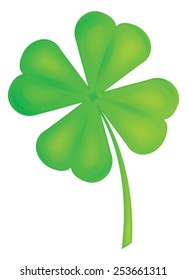 Four Leaf Green Lucky Clover Vector on White Background Isolated