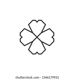 Four leaf green shamrock, St Patricks day vector line clover pictogram