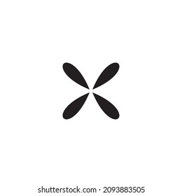 
four leaf letter X, epic simple symbol logo vector