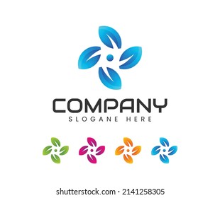 Four leaf logo design. Four leaves health environmental logo. Green logo. Leaf logo