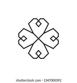 Four leaf shamrock in Celtic style, St Patrick's day vector line clover pictogram