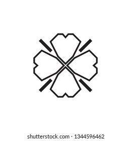 Four leaf shamrock, St Patricks day vector line clover pictogram