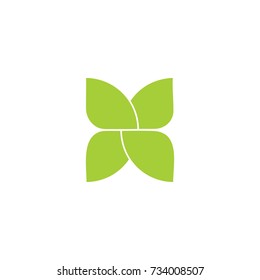 four leaf shapes curves logo vector
