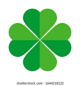 Four leaf vector clover shamrock clover icon. Lucky symbol, St. Patrick's day. Realistic 3D vector green clover grass isolated on a white background.