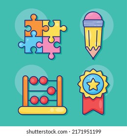 cuatro iconos del conjunto de educación de aprendizaje