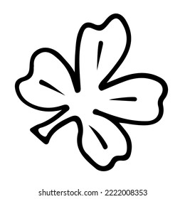 Four leaves clover with doodle, luck symbol, botanical sketch vector illustration, decorative ornate.