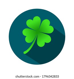 Four leaves clover icon/symbol. 4-leaves clover icon isolated on dark blue background. Four leaves clover illustration.