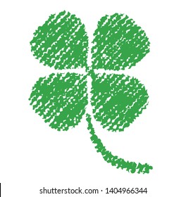 Four leaves clover illustration  (handwriting style / Colored pencil stroke) 