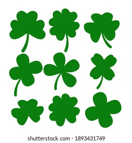 Four leaves clover poster for St. Patrick's Day. Greeting card. Vector illustration