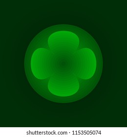 Four leaves clover psychedelic icon.