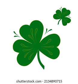 Four leaves of clover. Vector stock illustration. Happy St. Patrick's Day Isolated on a white background. Irlan national plant.