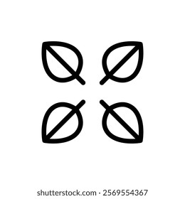 Four leaves icon Thin vector set