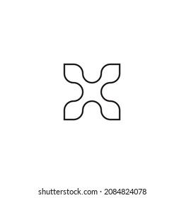 four leaves joined, letter X simple symbol logo vector