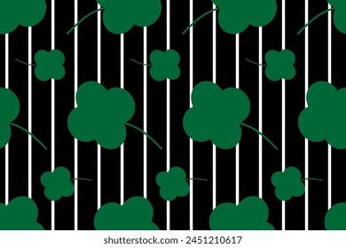 Four leaves shamrock, clover, Irish plant, traditional st. PATRICK'S DAY symbol of GOOD luck, wealth and fortune. Magic sign. Seamless vector pattern for design and decoration. 