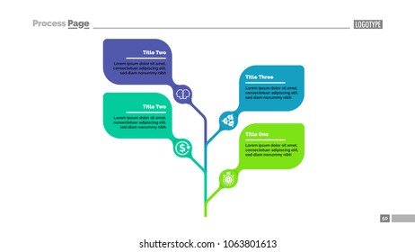 Four leaves tree metaphor process chart template for presentation. Vector illustration. Elements of diagram, graph. Model, plan, statistics, business or marketing concept for infographic, report.