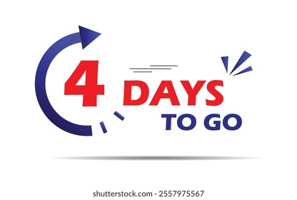 Four left days banner. 4 days to go count time banner, 04 days left banner. can be use for promotion, sale, landing page, template, web, mobile app, poster, banner