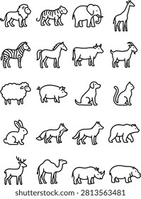 Four Legged Animal Icon Pack with Farm and Wild Mammals