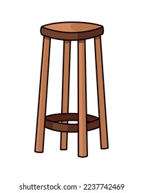 Four legged bar stool doodle vector illustration. Isolated on white background