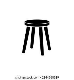 Four legged stool silhouette icon. Clipart image isolated on white background