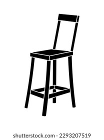 Four legged tall bar chair silhouette vector illustration. Isolated on white background