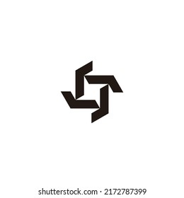 Four Letter J, Letter S Geometric Symbol Simple Logo Vector