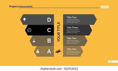 Four Letter List Diagram Slide Template