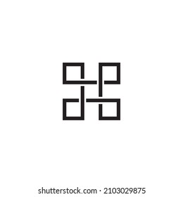 Four Letter P, Letter H Or X, Five Squares, Simple Symbol Line Vector Logo