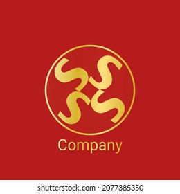 four letter S vector logo in golden yellow