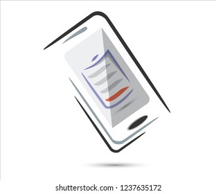 Four level battery smartphone icon in sketch mode. battery indicate Critical low level
