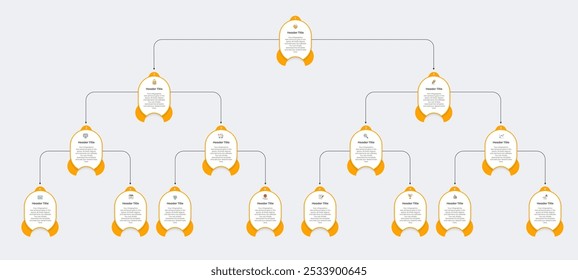 Four Levels Business Corporation Organizational distribution chart Infographics Design Template, Workflow diagram, flowchart, business hierarchy Concept tree chart, Level four Organizational chart 