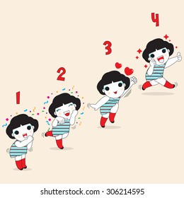Four Levels Of Happiness Character illustration