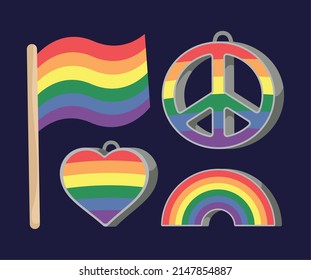 four lgbtiq community set icons
