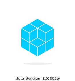 Four lie 3 dimensional square on a white background.Used in printing and web.
