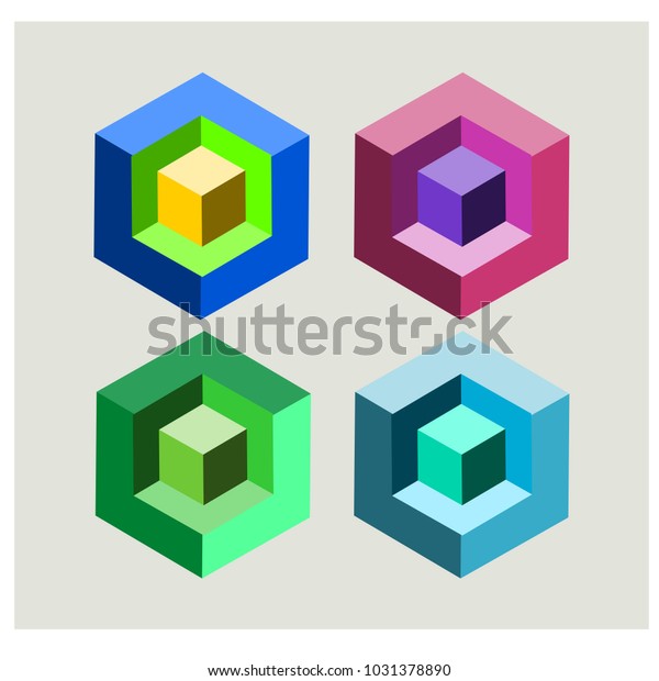 Four Lie 3 Dimensional Square On Stock Vector (Royalty Free) 1031378890