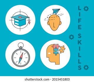 four life skills set icons