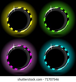 Four light color button illustration.