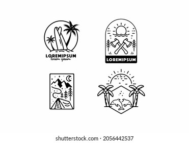 four line art graphic of outdoor activity design